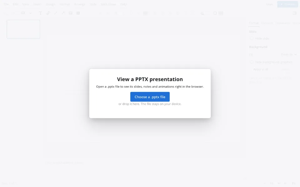 PPTX viewer — choosing a file