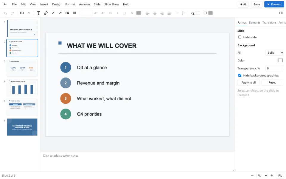 A template open in the editor