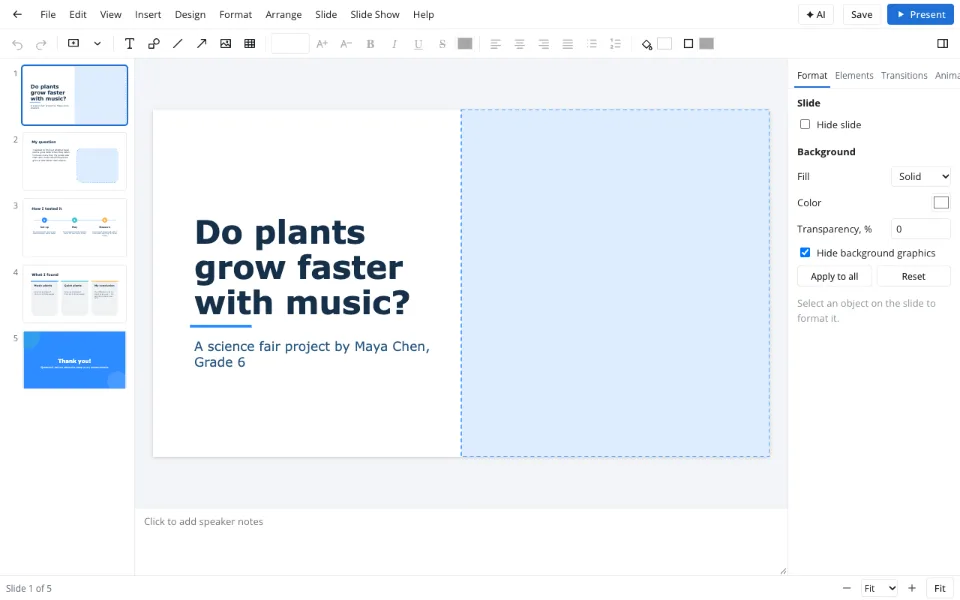 School presentation — the Science fair project template