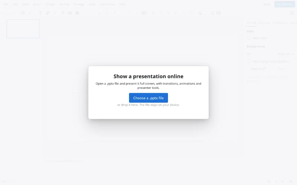 Slideshow maker — opening a presentation